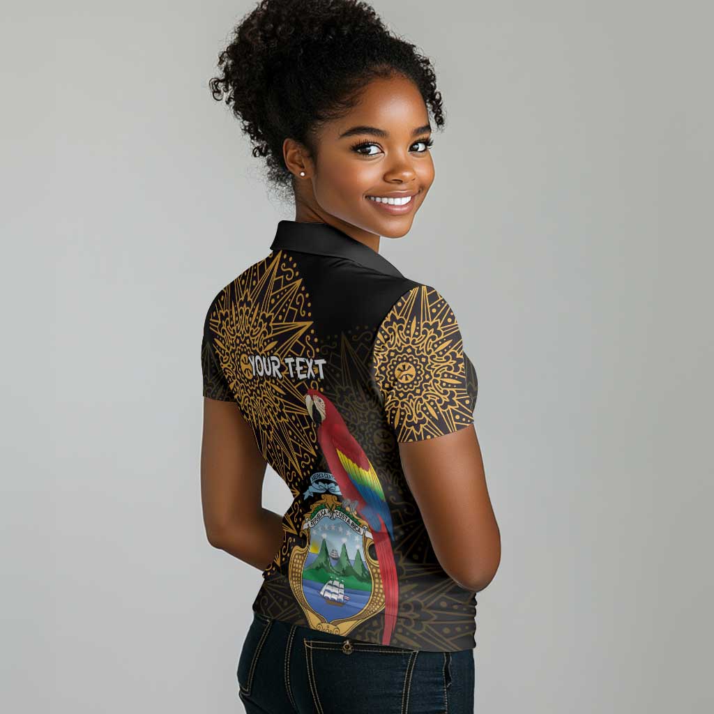 Pura Vida Costa Rica Personalized Women Polo Shirt Oxcart Ornate Inspired Gold Pattern - African Pride