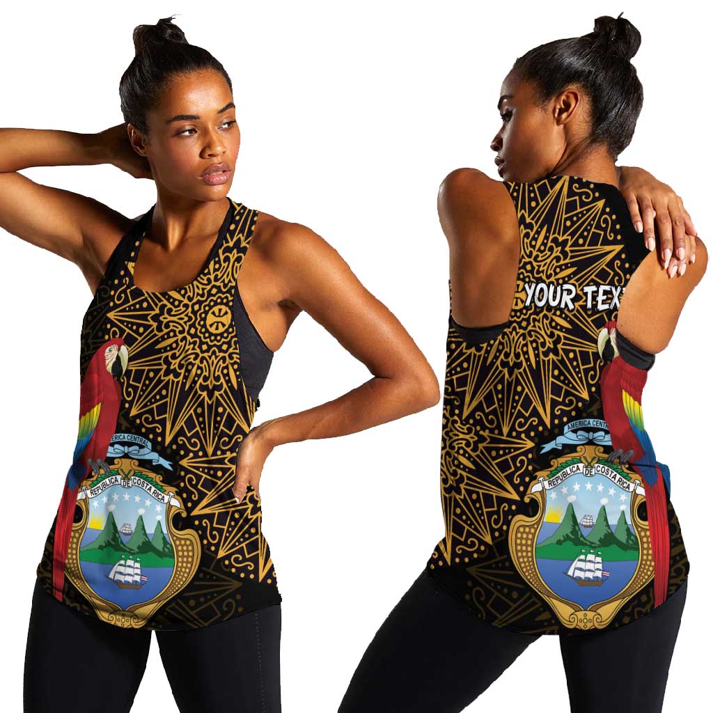 Pura Vida Costa Rica Personalized Women Racerback Tank Oxcart Ornate Inspired Gold Pattern - African Pride