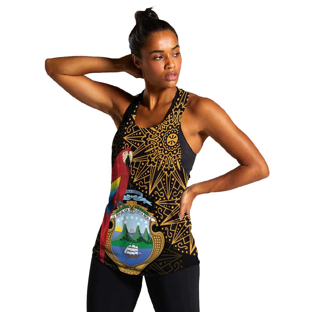 Pura Vida Costa Rica Personalized Women Racerback Tank Oxcart Ornate Inspired Gold Pattern - African Pride