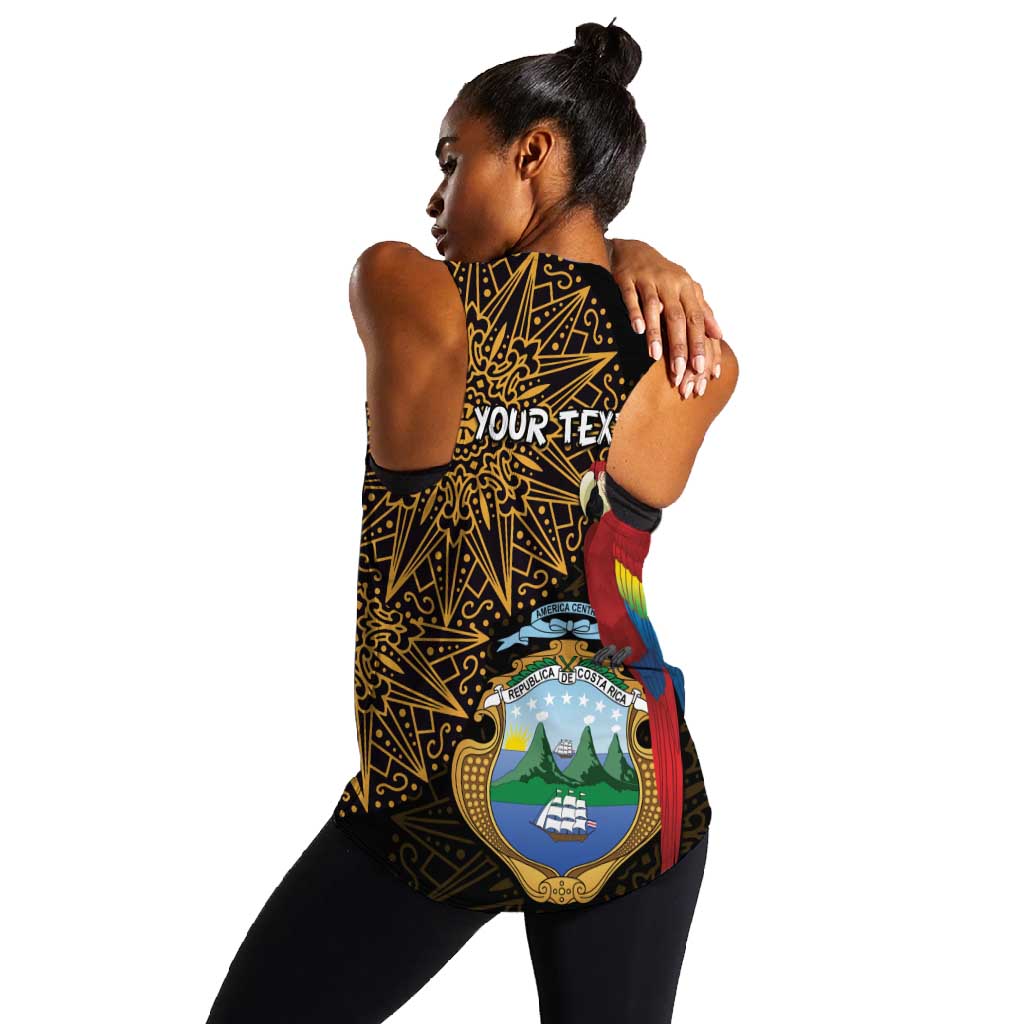 Pura Vida Costa Rica Personalized Women Racerback Tank Oxcart Ornate Inspired Gold Pattern - African Pride