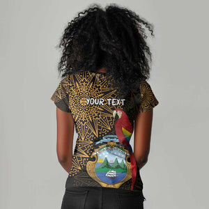 Pura Vida Costa Rica Personalized Women V-Neck T-Shirt Oxcart Ornate Inspired Gold Pattern - African Pride