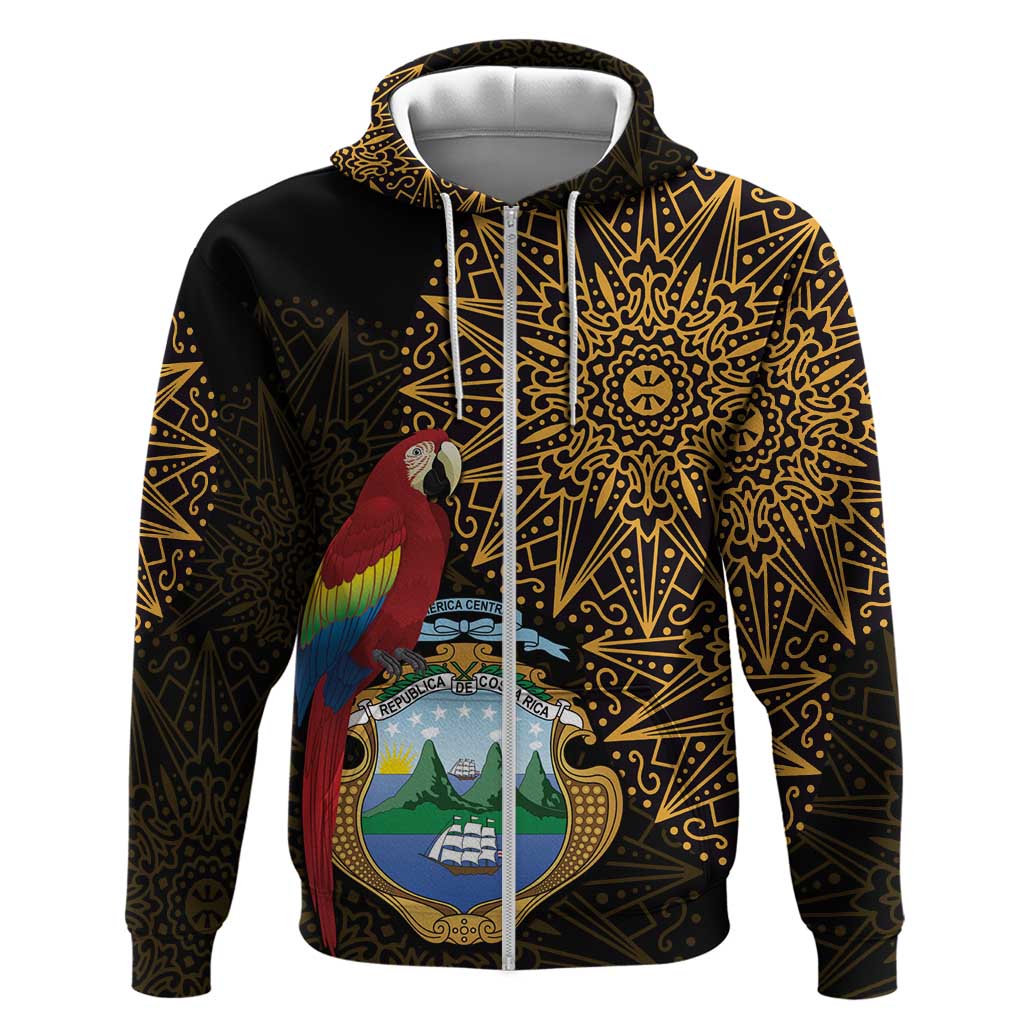 Pura Vida Costa Rica Personalized Zip Hoodie Oxcart Ornate Inspired Gold Pattern - African Pride