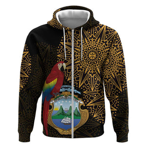 Pura Vida Costa Rica Personalized Zip Hoodie Oxcart Ornate Inspired Gold Pattern - African Pride