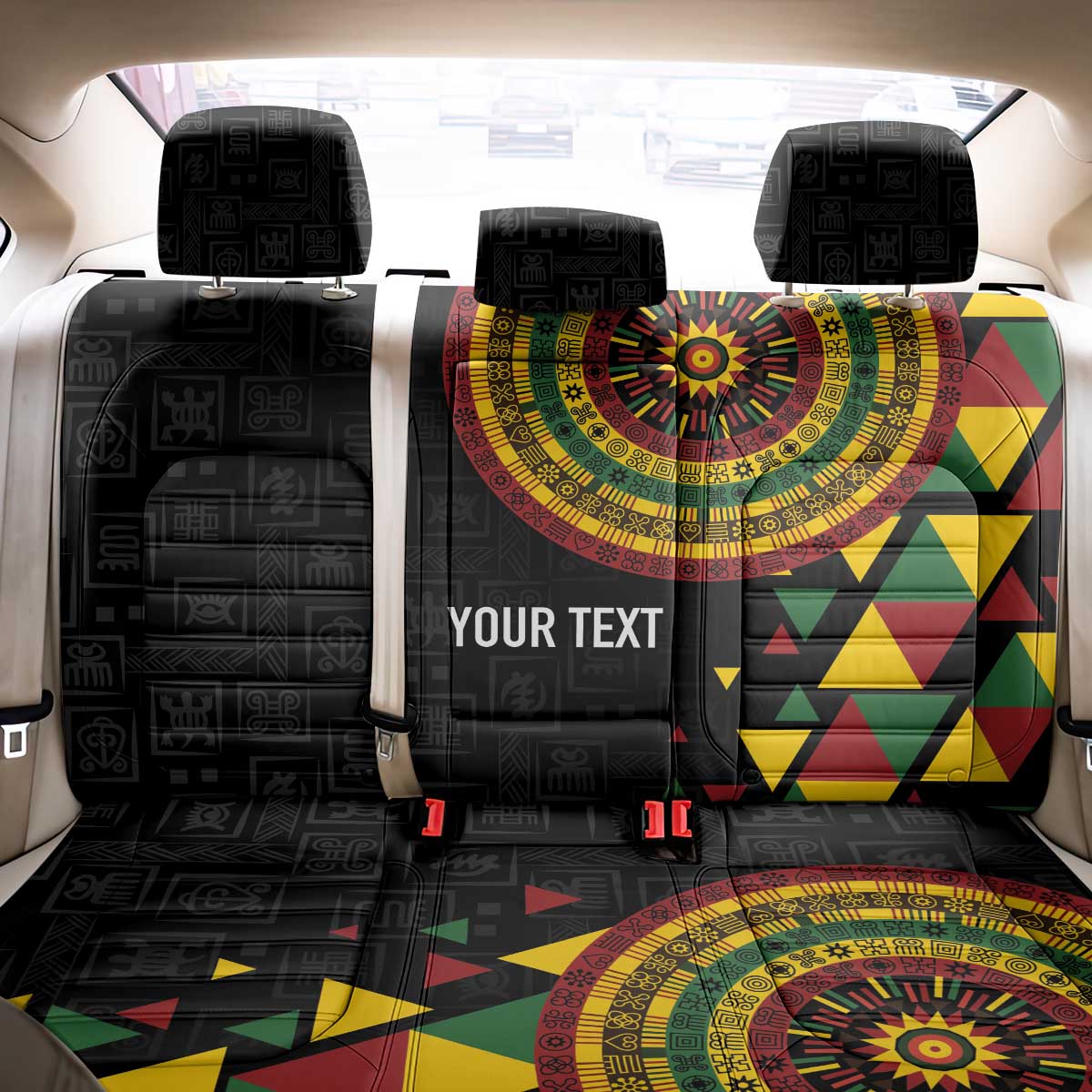 Personalized Adinkra Afro-Akan Culture Back Car Seat Cover Afrikan Colors