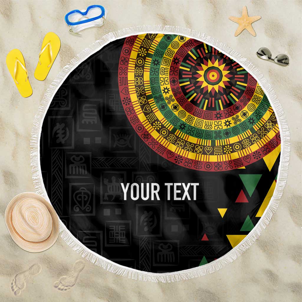 Personalized Adinkra Afro-Akan Culture Beach Blanket Afrikan Colors