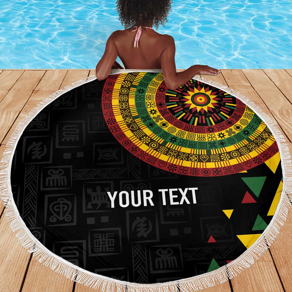 Personalized Adinkra Afro-Akan Culture Beach Blanket Afrikan Colors