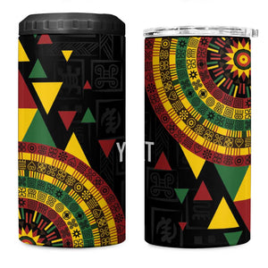 Personalized Adinkra Afro-Akan Culture 4 in 1 Can Cooler Tumbler Afrikan Colors
