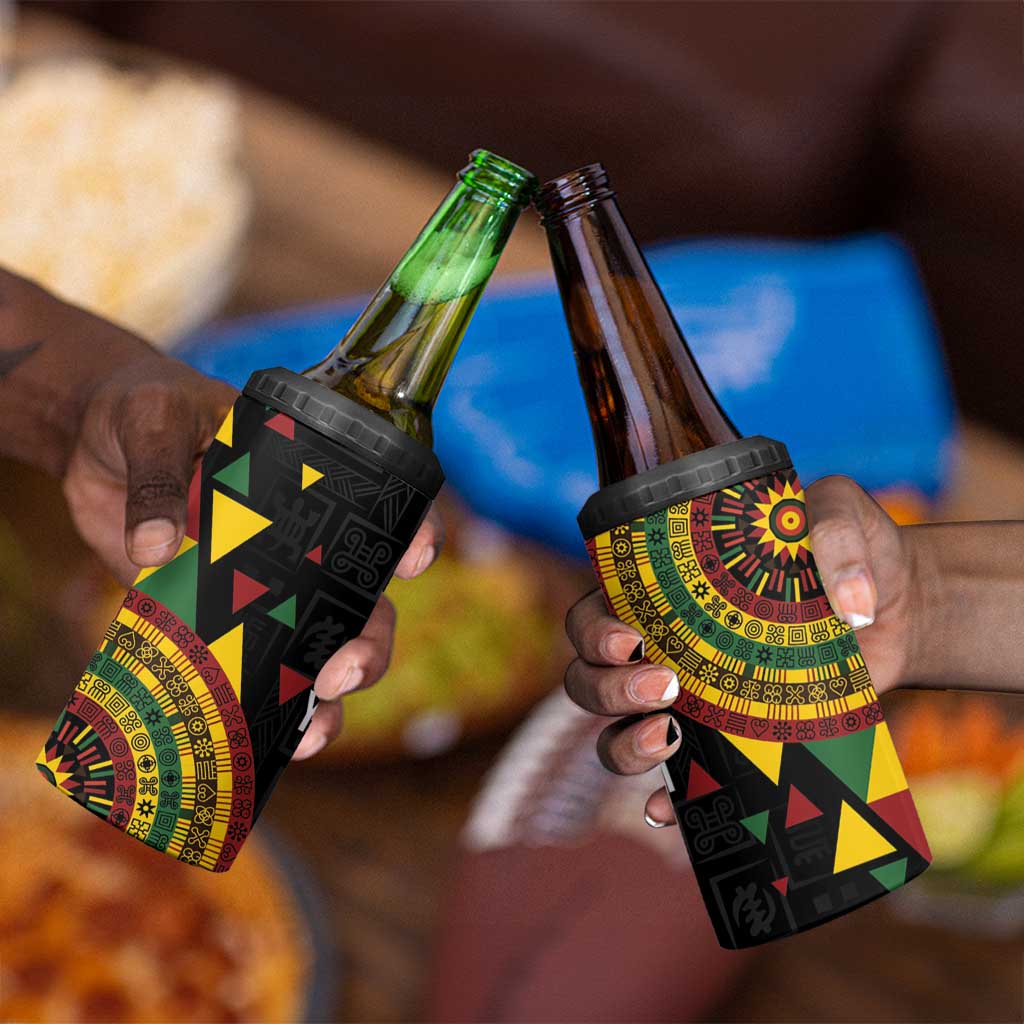 Personalized Adinkra Afro-Akan Culture 4 in 1 Can Cooler Tumbler Afrikan Colors