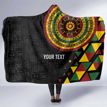Personalized Adinkra Afro-Akan Culture Hooded Blanket Afrikan Colors