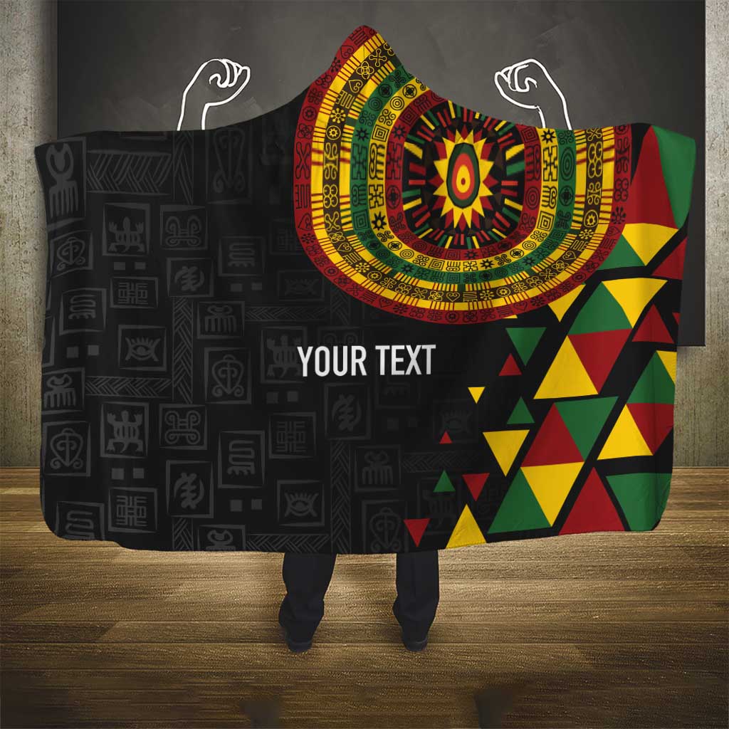 Personalized Adinkra Afro-Akan Culture Hooded Blanket Afrikan Colors