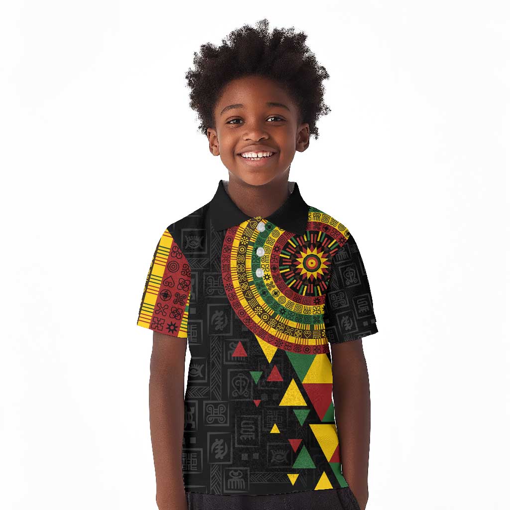 Personalized Adinkra Afro-Akan Culture Kid Polo Shirt Afrikan Colors