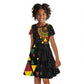 Personalized Adinkra Afro-Akan Culture Kid Short Sleeve Dress Afrikan Colors