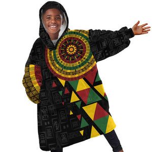 Personalized Adinkra Afro-Akan Culture Kid Wearable Blanket Hoodie Afrikan Colors