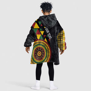 Personalized Adinkra Afro-Akan Culture Kid Wearable Blanket Hoodie Afrikan Colors