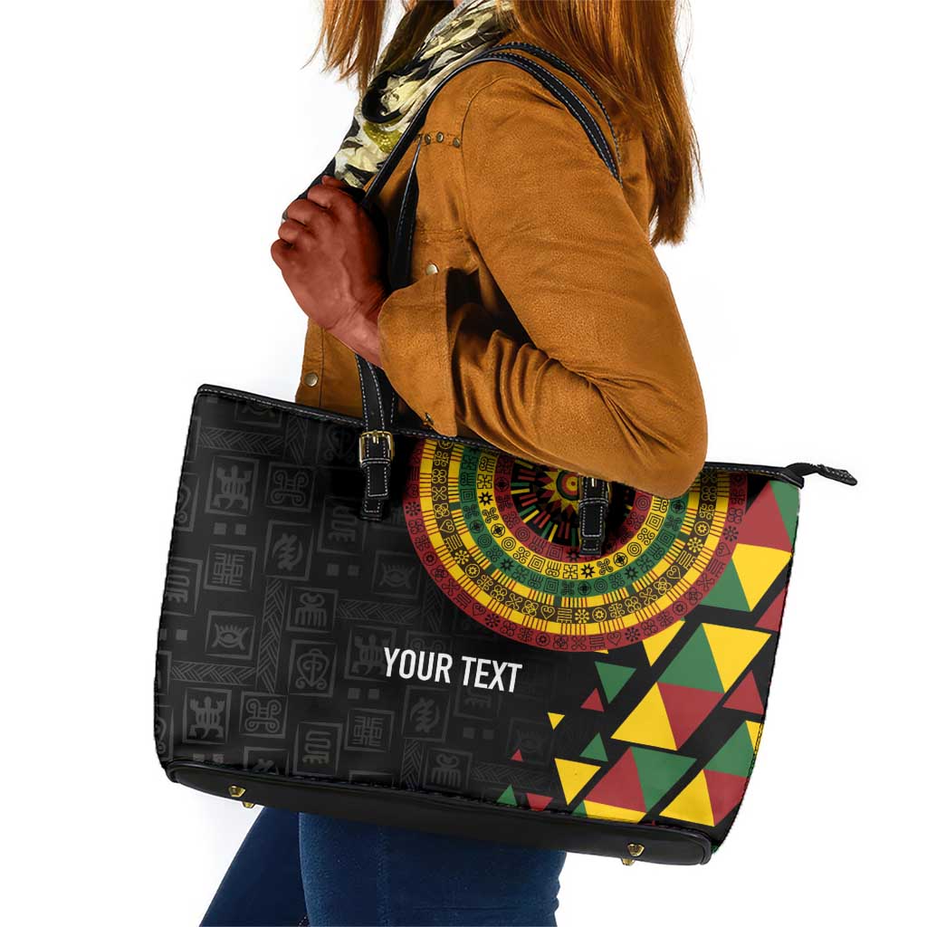 Personalized Adinkra Afro-Akan Culture Leather Tote Bag Afrikan Colors