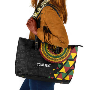 Personalized Adinkra Afro-Akan Culture Leather Tote Bag Afrikan Colors