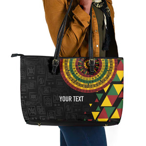 Personalized Adinkra Afro-Akan Culture Leather Tote Bag Afrikan Colors