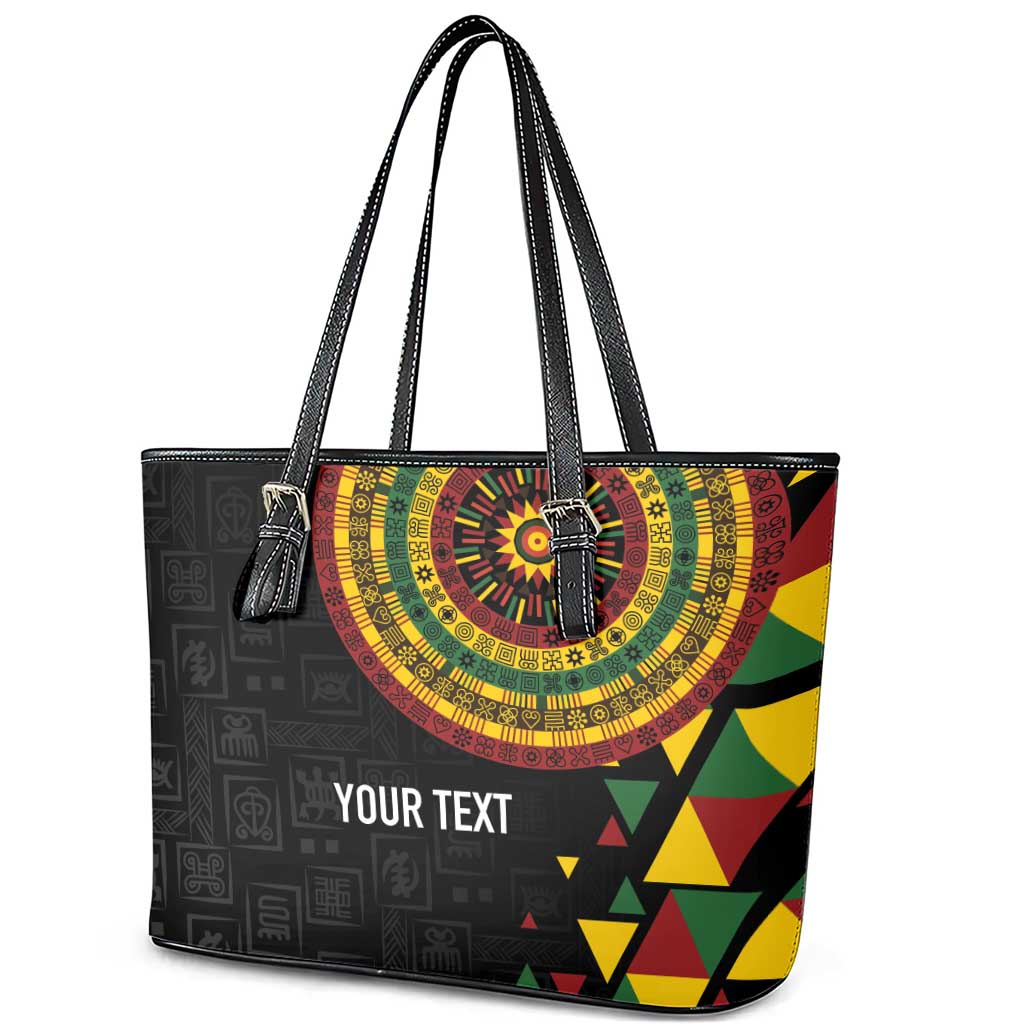 Personalized Adinkra Afro-Akan Culture Leather Tote Bag Afrikan Colors
