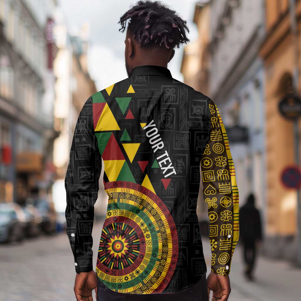 Personalized Adinkra Afro-Akan Culture Long Sleeve Button Shirt Afrikan Colors