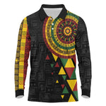 Personalized Adinkra Afro-Akan Culture Long Sleeve Polo Shirt Afrikan Colors