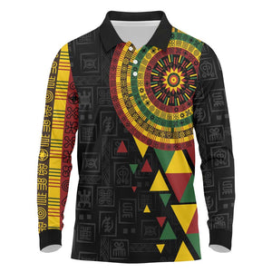 Personalized Adinkra Afro-Akan Culture Long Sleeve Polo Shirt Afrikan Colors