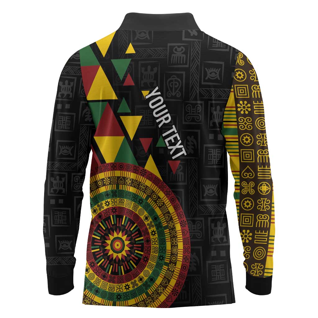 Personalized Adinkra Afro-Akan Culture Long Sleeve Polo Shirt Afrikan Colors