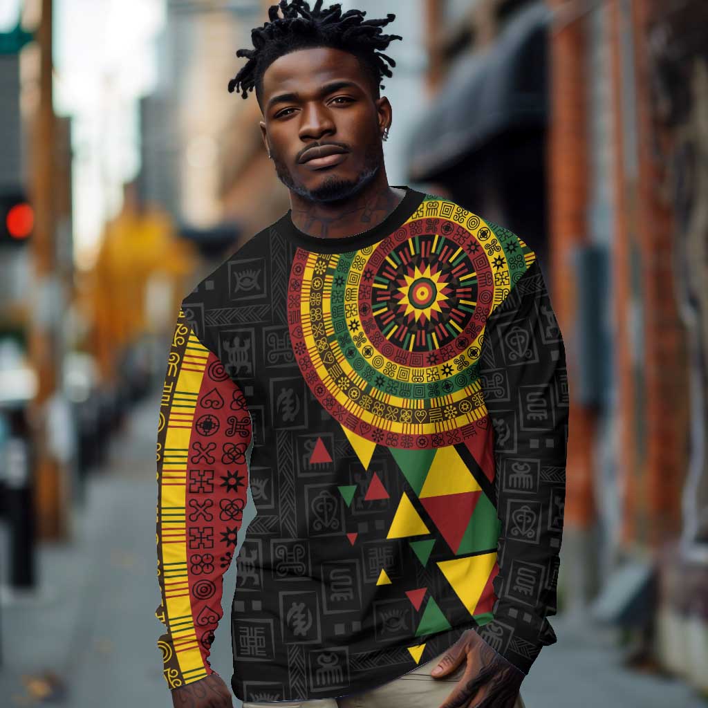 Personalized Adinkra Afro-Akan Culture Long Sleeve Shirt Afrikan Colors