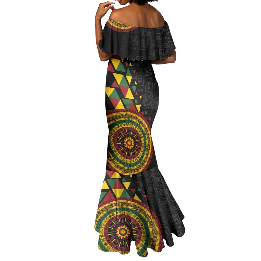 Personalized Adinkra Afro-Akan Culture Mermaid Dress Afrikan Colors