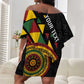 Personalized Adinkra Afro-Akan Culture Off Shoulder Short Dress Afrikan Colors