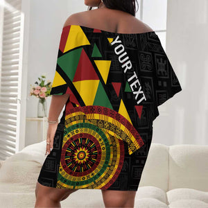 Personalized Adinkra Afro-Akan Culture Off Shoulder Short Dress Afrikan Colors