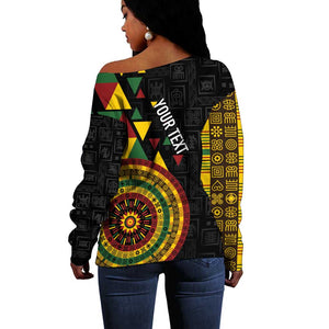 Personalized Adinkra Afro-Akan Culture Off Shoulder Sweater Afrikan Colors