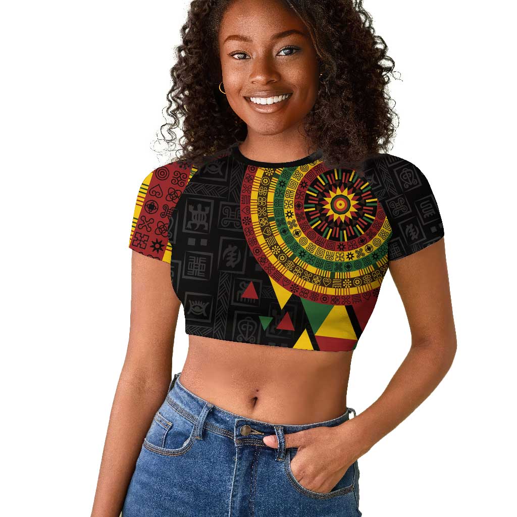 Personalized Adinkra Afro-Akan Culture Raglan Cropped T shirt Afrikan Colors
