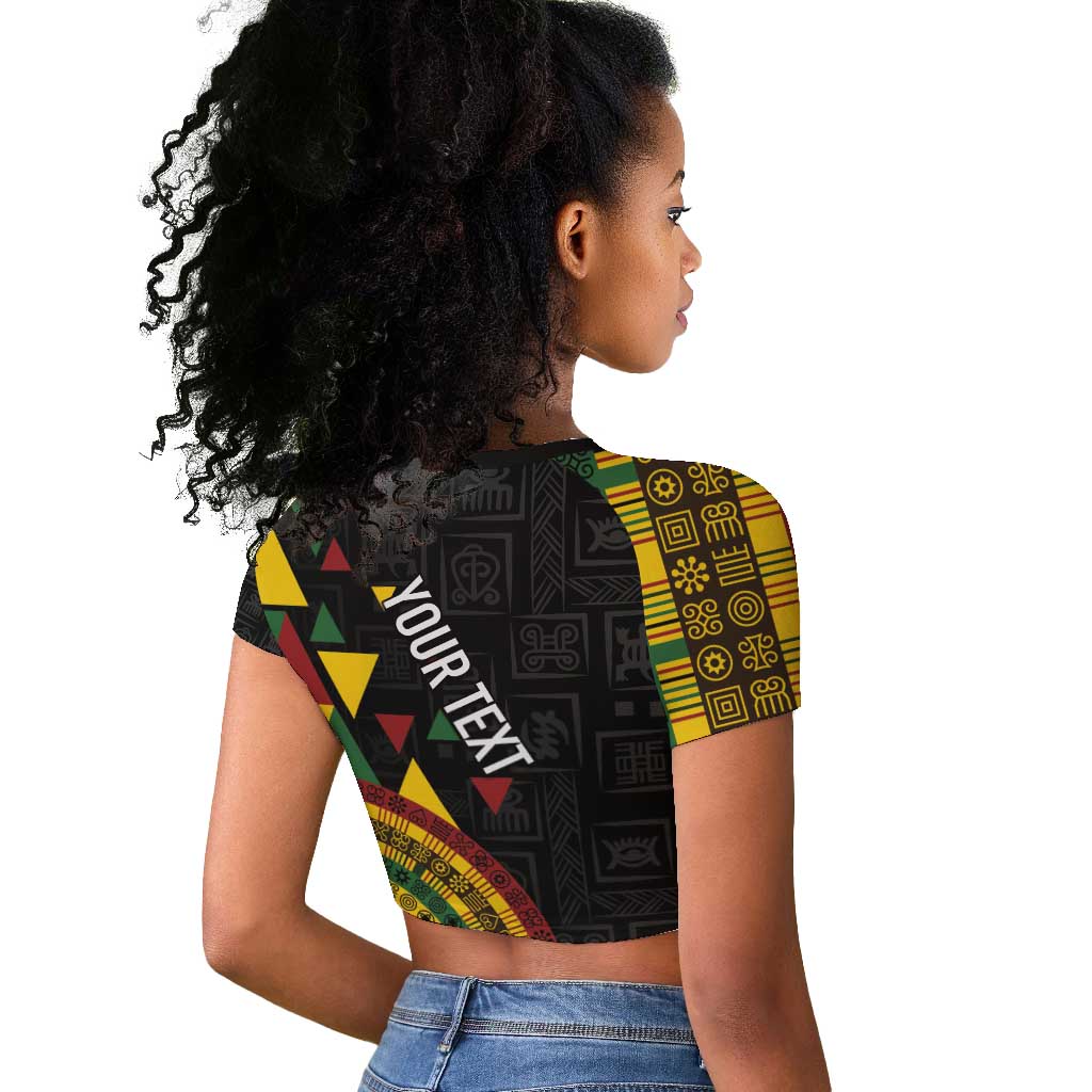 Personalized Adinkra Afro-Akan Culture Raglan Cropped T shirt Afrikan Colors