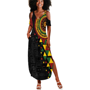 Personalized Adinkra Afro-Akan Culture Summer Maxi Dress Afrikan Colors