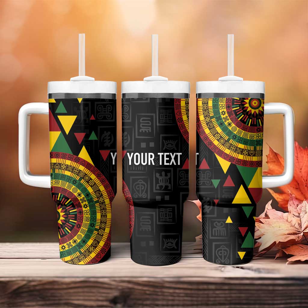 Personalized Adinkra Afro-Akan Culture Tumbler With Handle Afrikan Colors