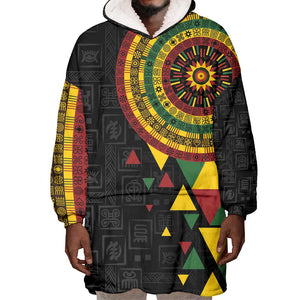 Personalized Adinkra Afro-Akan Culture Wearable Blanket Hoodie Afrikan Colors