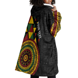Personalized Adinkra Afro-Akan Culture Wearable Blanket Hoodie Afrikan Colors