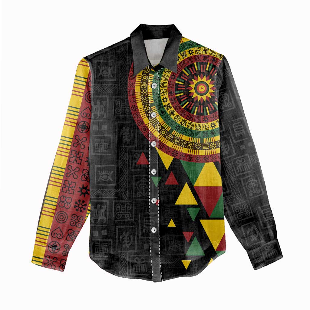 Personalized Adinkra Afro-Akan Culture Women Casual Shirt Afrikan Colors
