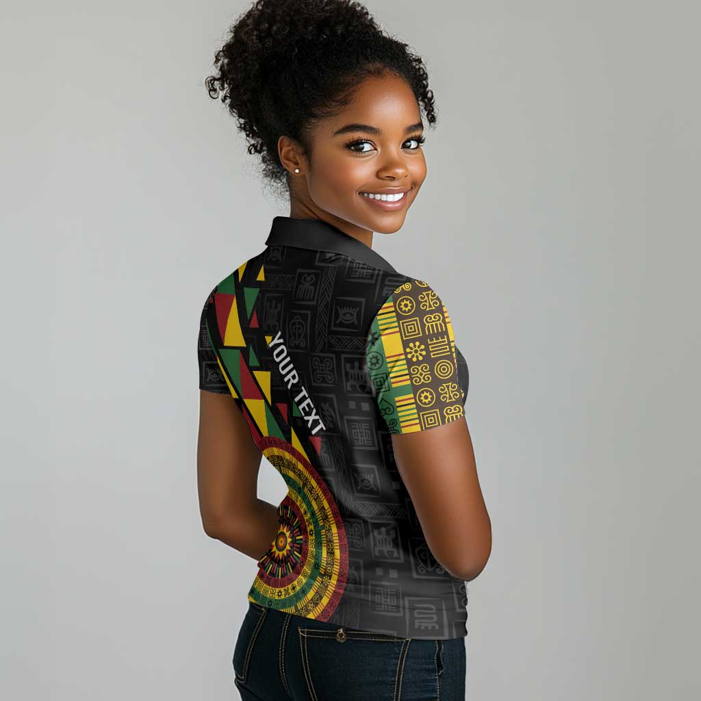 Personalized Adinkra Afro-Akan Culture Women Polo Shirt Afrikan Colors