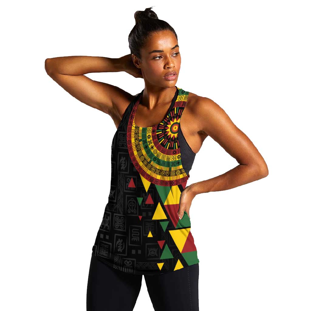 Personalized Adinkra Afro-Akan Culture Women Racerback Tank Afrikan Colors