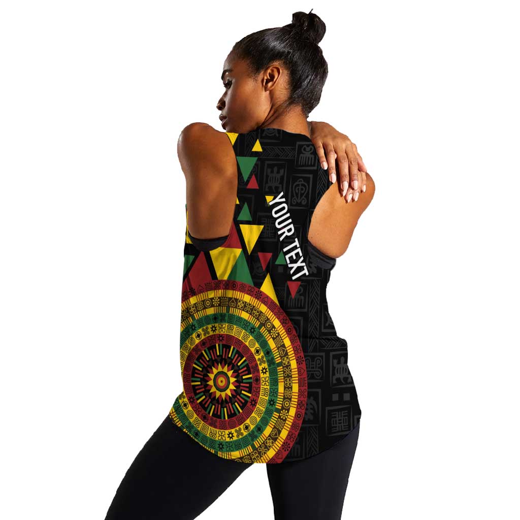 Personalized Adinkra Afro-Akan Culture Women Racerback Tank Afrikan Colors