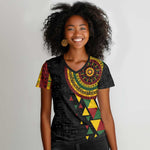 Personalized Adinkra Afro-Akan Culture Women V-Neck T-Shirt Afrikan Colors
