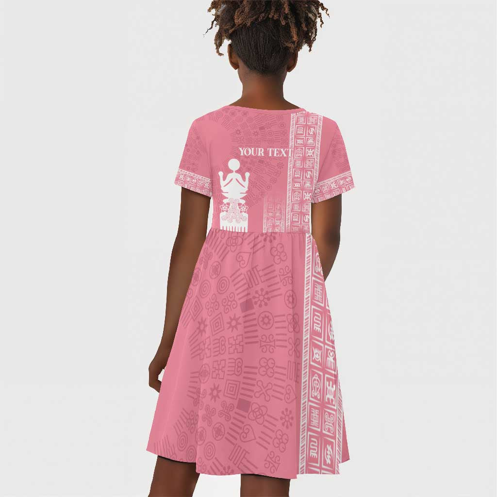 Personalized Adinkra Afro-Akan Culture Kid Short Sleeve Dress Duafe - Women's Day