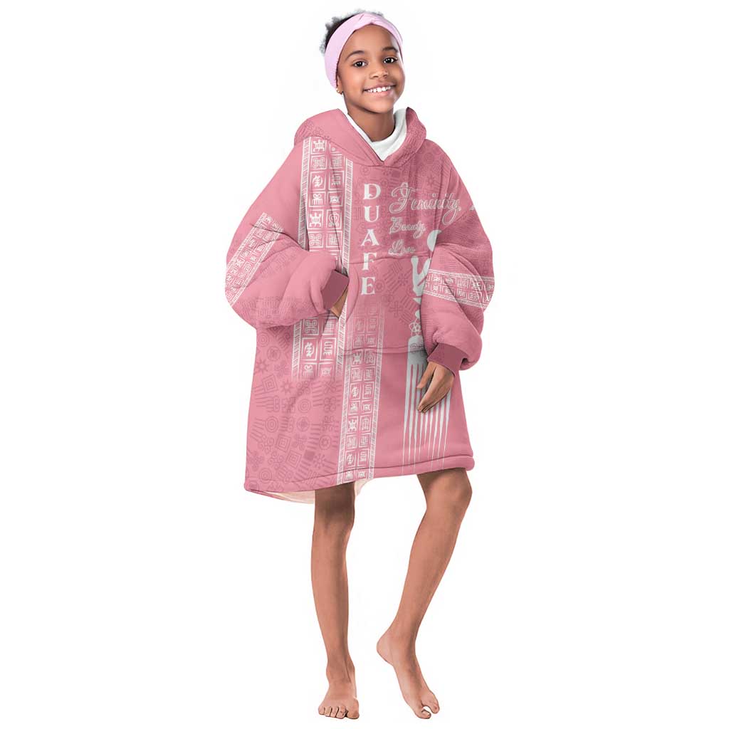 Personalized Adinkra Afro-Akan Culture Kid Wearable Blanket Hoodie Duafe - Women's Day