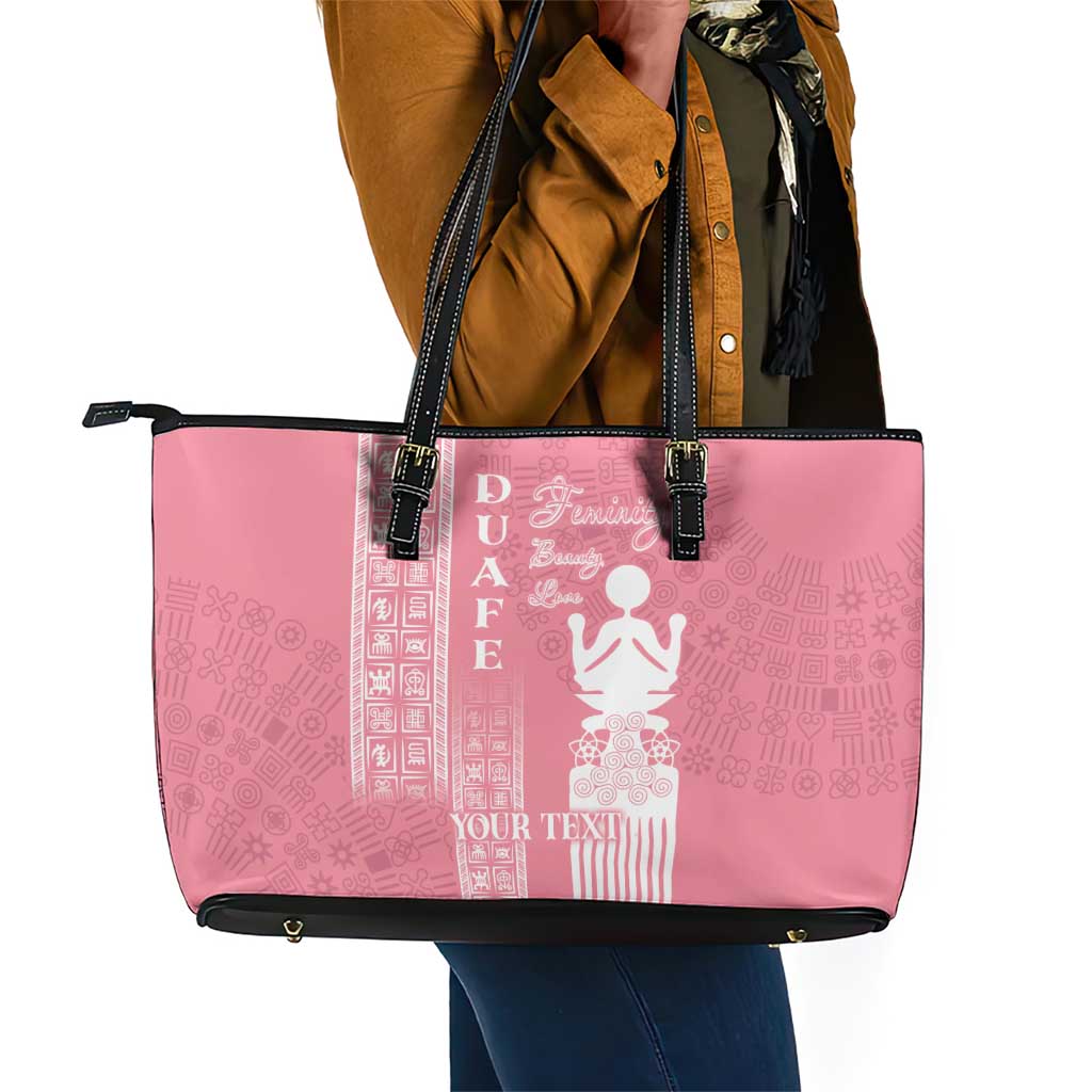 Personalized Adinkra Afro-Akan Culture Leather Tote Bag Duafe - Women's Day