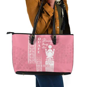 Personalized Adinkra Afro-Akan Culture Leather Tote Bag Duafe - Women's Day
