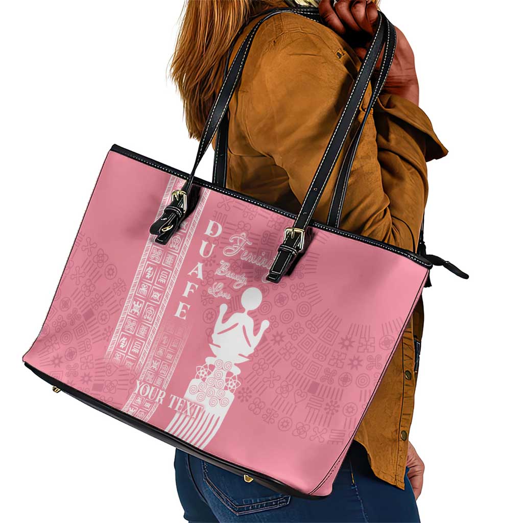 Personalized Adinkra Afro-Akan Culture Leather Tote Bag Duafe - Women's Day