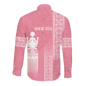 Personalized Adinkra Afro-Akan Culture Long Sleeve Button Shirt Duafe - Women's Day