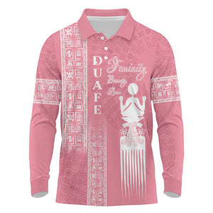 Personalized Adinkra Afro-Akan Culture Long Sleeve Polo Shirt Duafe - Women's Day