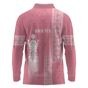 Personalized Adinkra Afro-Akan Culture Long Sleeve Polo Shirt Duafe - Women's Day